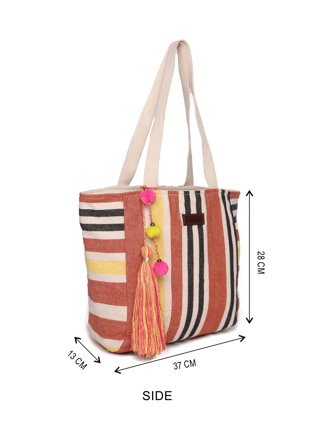 Multi Stripe Cotton With Cotton Webbing Handle