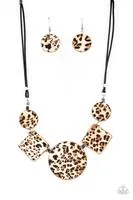 Paparazzi Necklace ~ Here Kitty Kitty - Brown - Cheetah Print Necklace