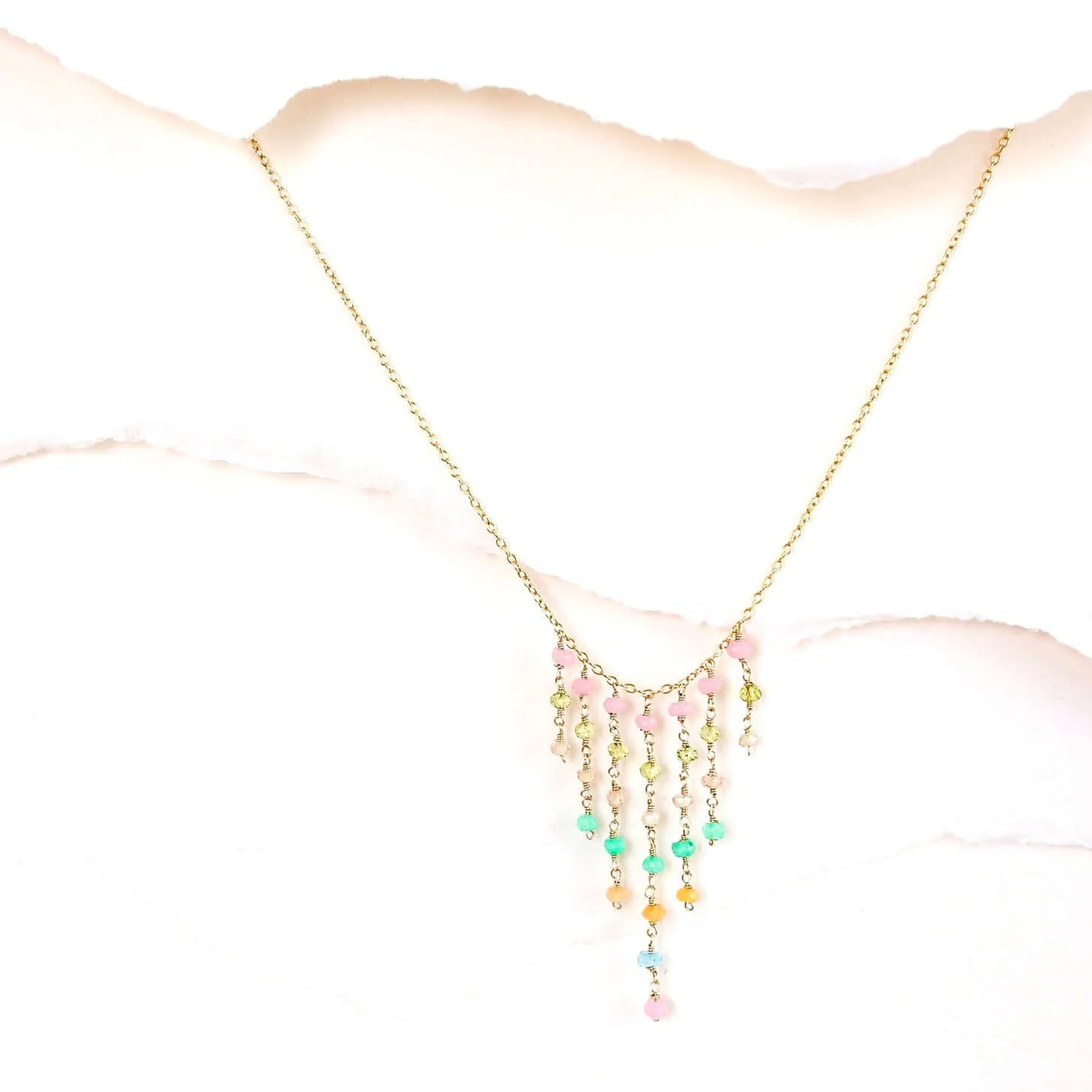 Pastel Rainbow Mini Fringe Necklace