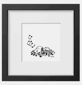 Peanuts Bed of Notes Framed Handmade Print