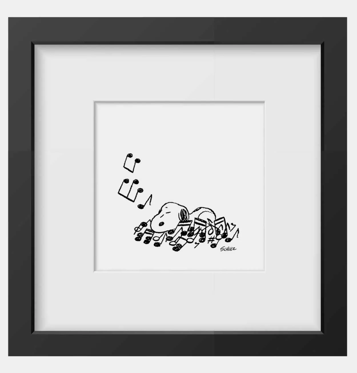 Peanuts Bed of Notes Framed Handmade Print