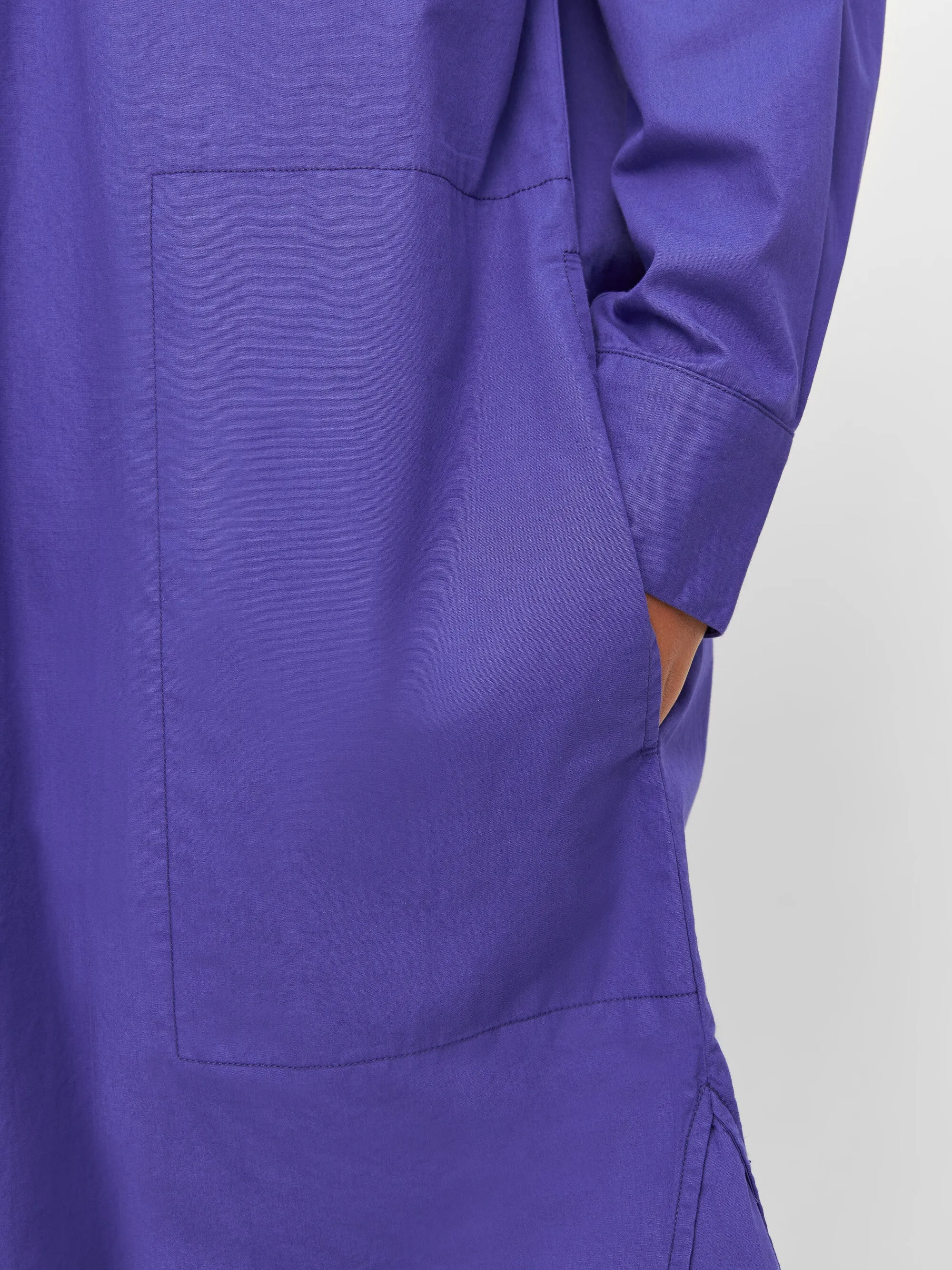 Poplin dropped shoulder shirt dress - Deep Purple