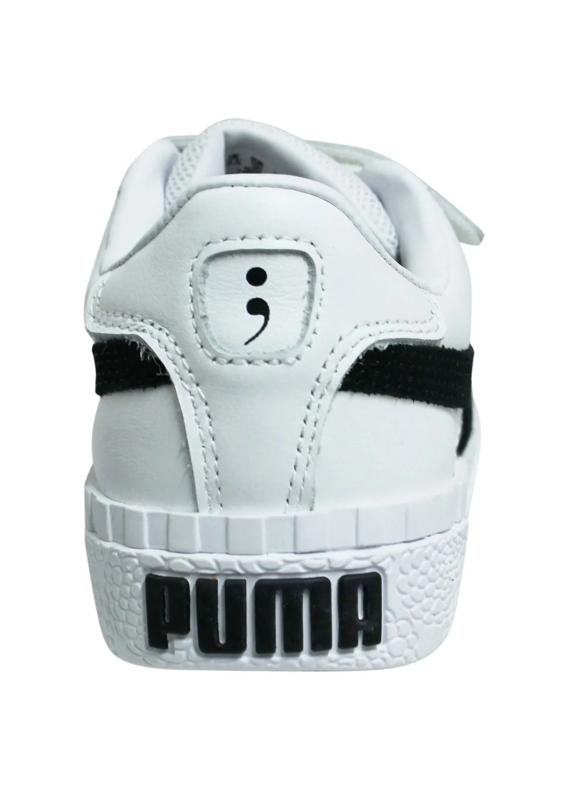 Puma Cali V x Selena Gomez Double Strap White Leather Kids Trainers 372465 01