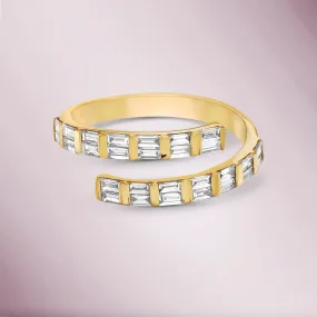 Ready to Ship Baguette Diamond Open Wrap Ring (0.79 ct.) Bezel Set in 14K Gold