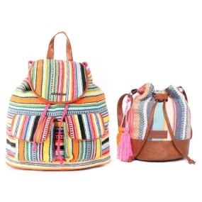 Set Of Two Multi Cotton Dhurry Girls Backpack Medium Size