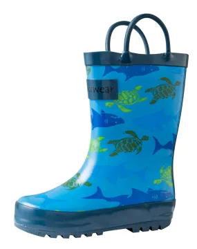 Sharks & Turtles Loop Handle Rubber Rain Boots