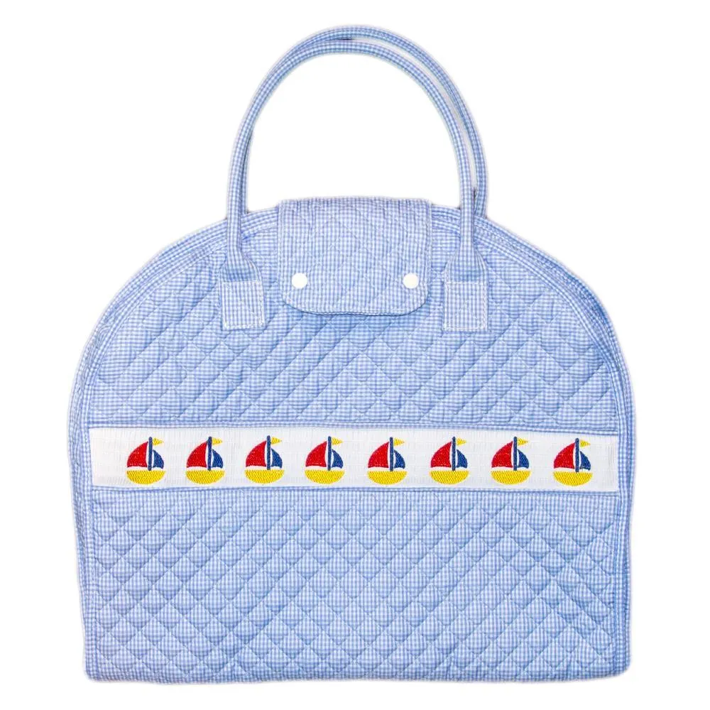 Smocked Garment Bag with Blue Sailboat