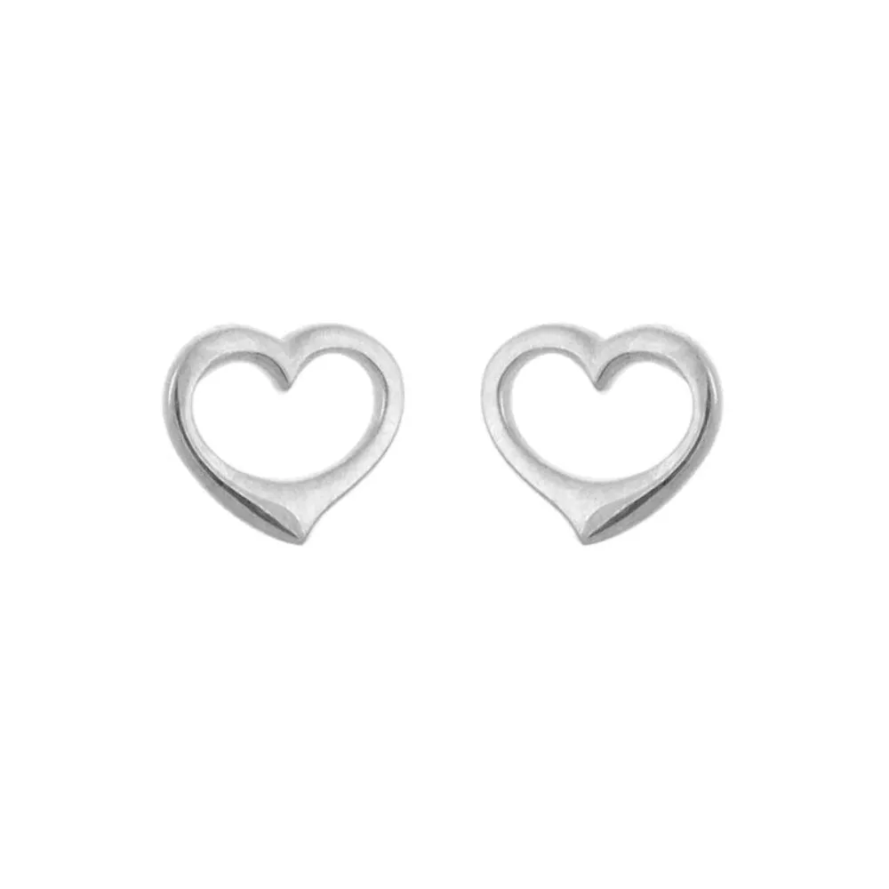 Sterling Silver Open Heart Stud Earrings