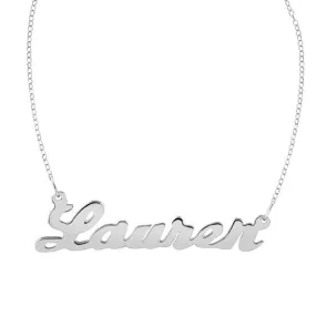 Sterling Silver Script Nameplate Necklace-Hilary Duff