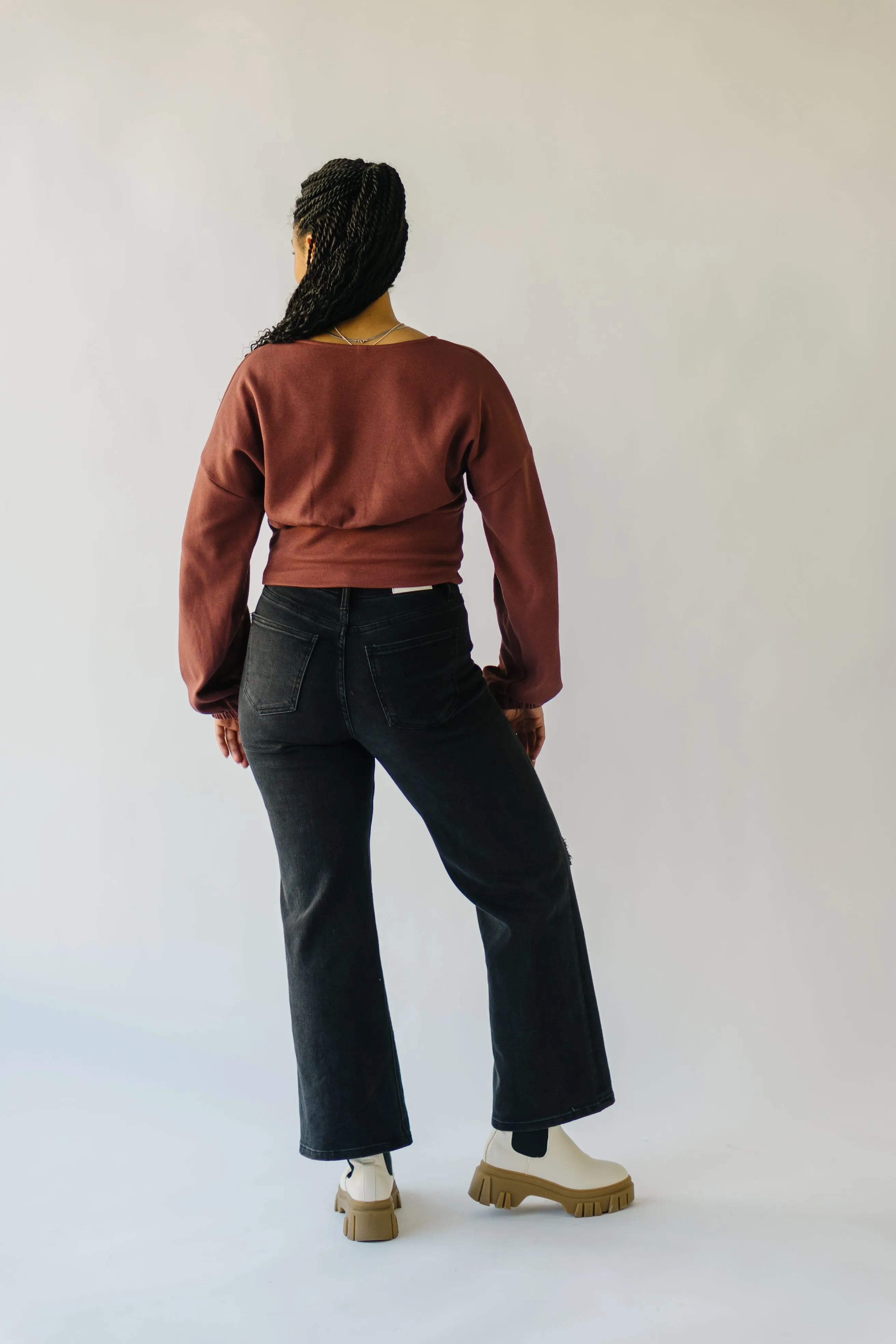 The Colebrook Gathered Detail Sweater in Rust