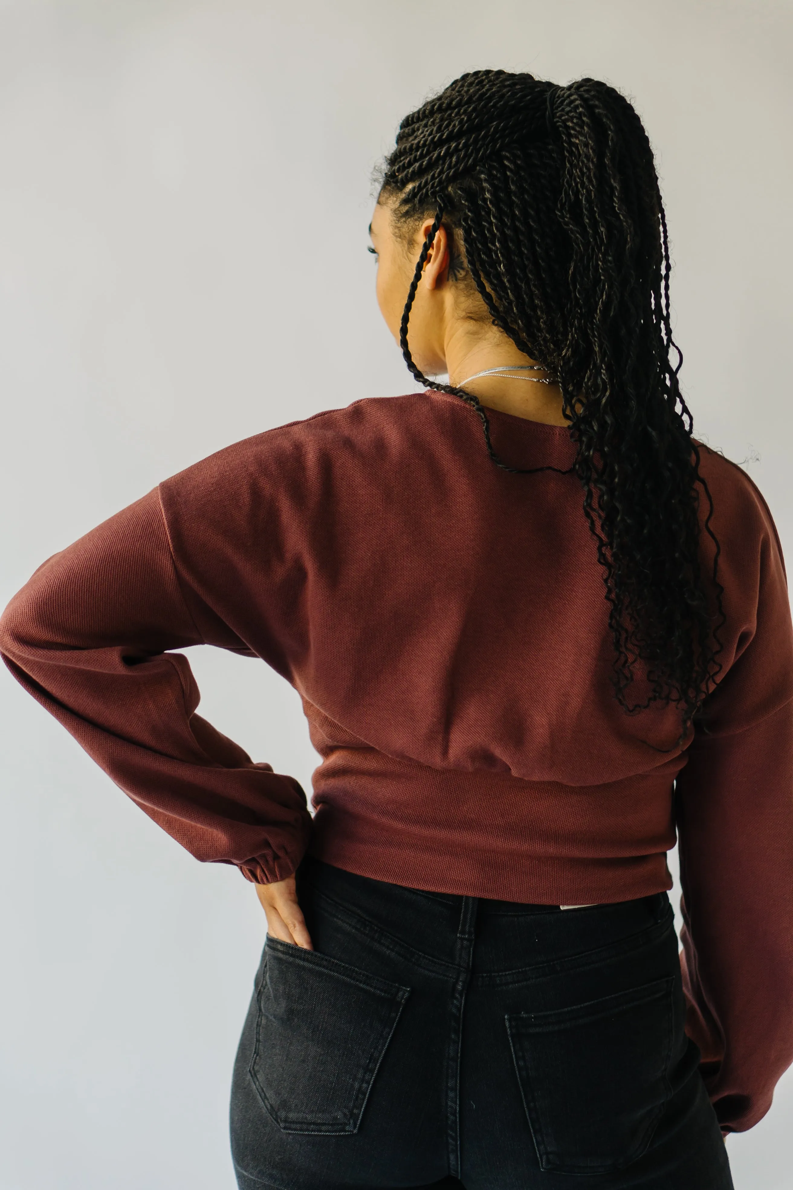 The Colebrook Gathered Detail Sweater in Rust