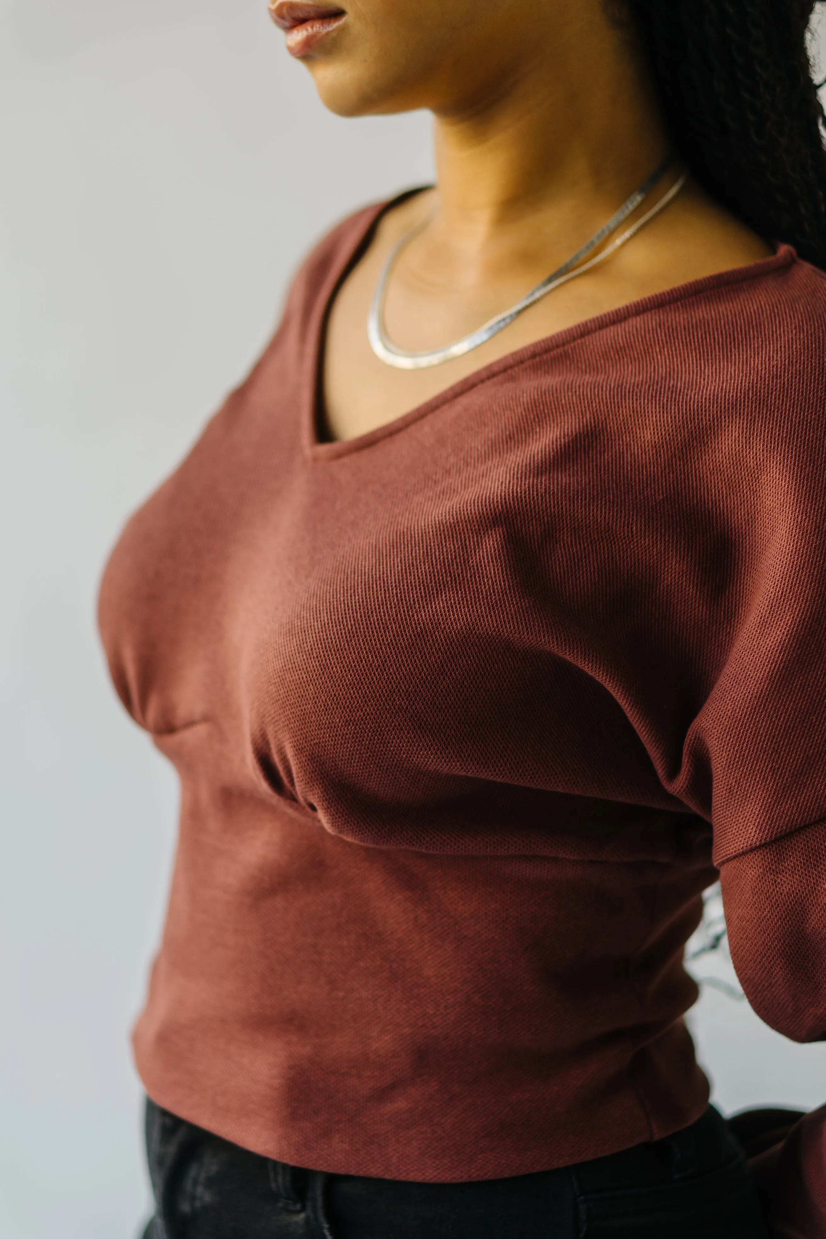 The Colebrook Gathered Detail Sweater in Rust